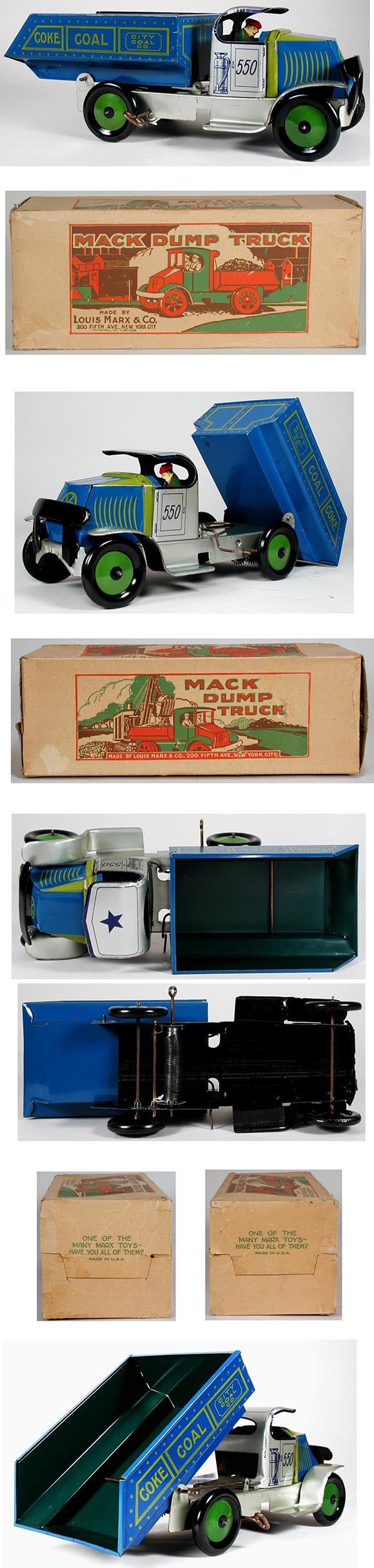 1936 Marx, #550 City Coal Company Mack Dump Truck in Original Box